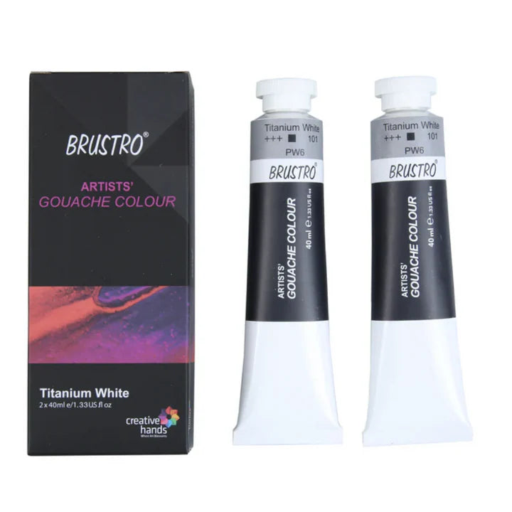 Brustro Artists Gouache Titanium White 40ml Twin Pack - Retail Maharaj
