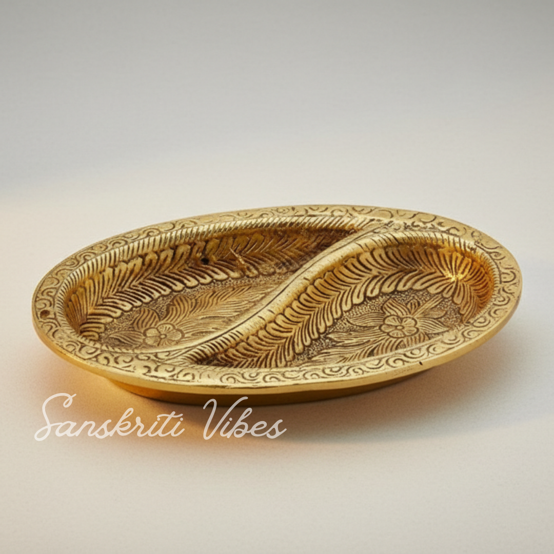 Metal Decorative Tray for Tableware Dry Fruit Tray for Saunf Supari Candy and Sweets Serving - Retail Maharaj