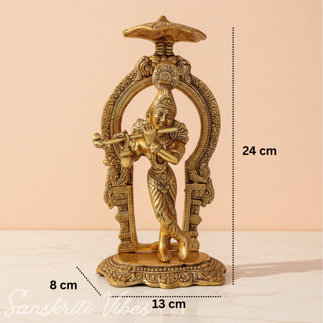 Glossy Metal Krishna Statue | Premium Krishna Murti for Home Temple, Puja Decor & Gifting - Retail Maharaj