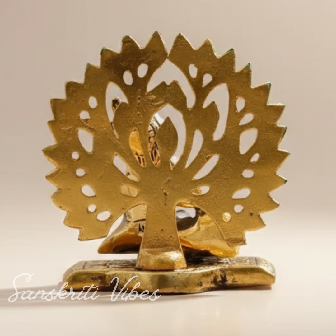 Gold-Plated Metal Kalpavriksha Tree with Matki Krishna Idol | Decorative Religious Showpiece for Home, Temple & Gifting - Retail Maharaj