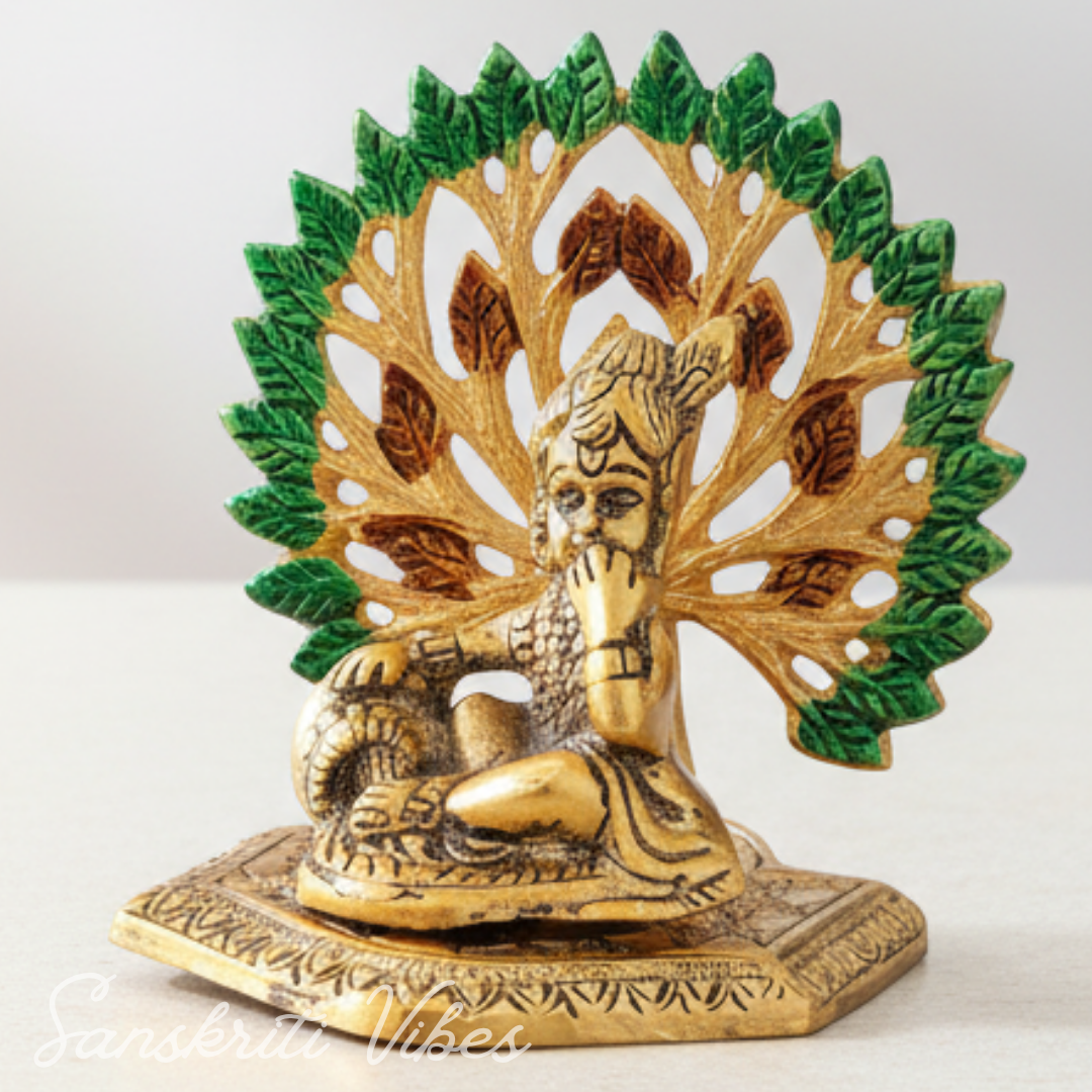 Gold-Plated Metal Kalpavriksha Tree with Matki Krishna Idol | Decorative Religious Showpiece for Home, Temple & Gifting - Retail Maharaj