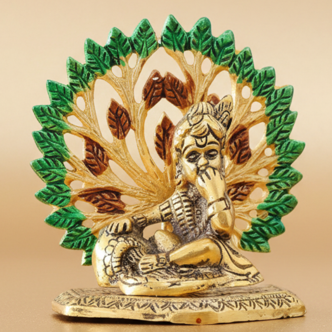 Gold-Plated Metal Kalpavriksha Tree with Matki Krishna Idol | Decorative Religious Showpiece for Home, Temple & Gifting - Retail Maharaj