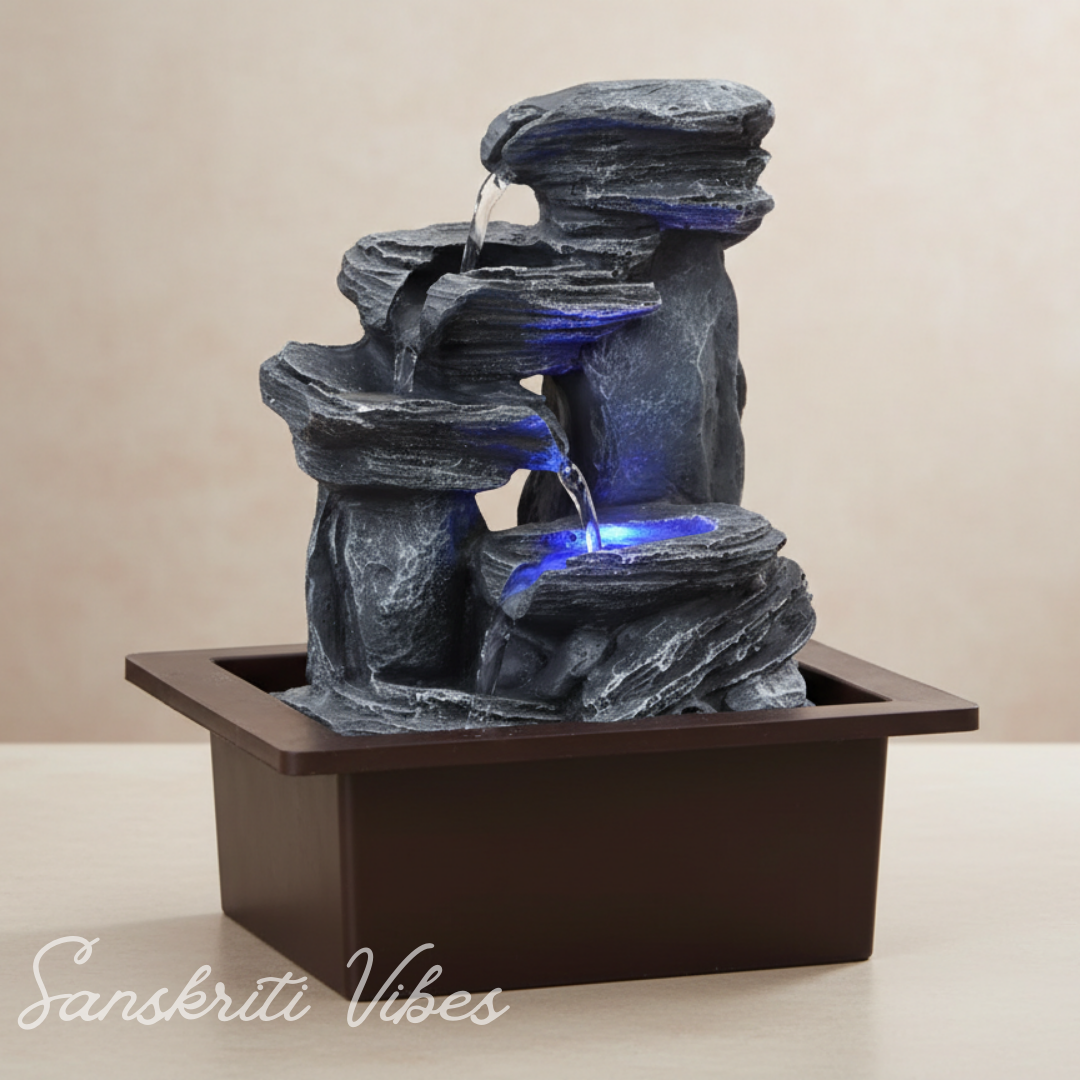 Stone Water Fountain Polyresin Showpiece Decorative Indoor Fountain for Home Garden and Living Room (26 cm) - Retail Maharaj