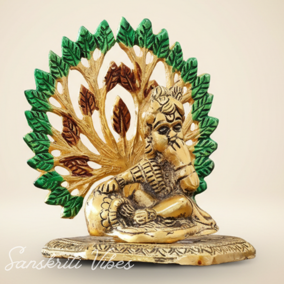 Gold-Plated Metal Kalpavriksha Tree with Matki Krishna Idol | Decorative Religious Showpiece for Home, Temple & Gifting - Retail Maharaj