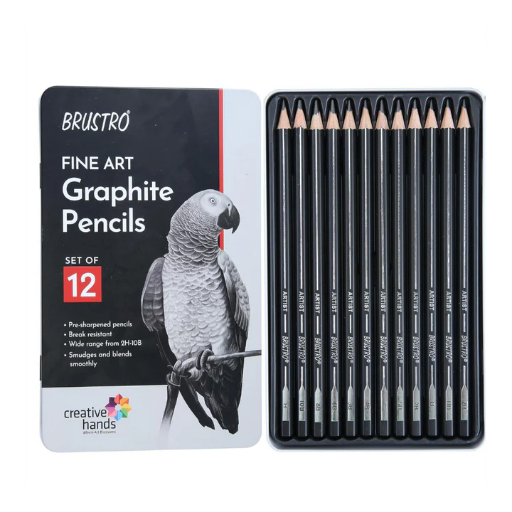 Brustro Artists Fineart Graphite Pencil Set 12 Pencils for Drawing and Shading - Retail Maharaj