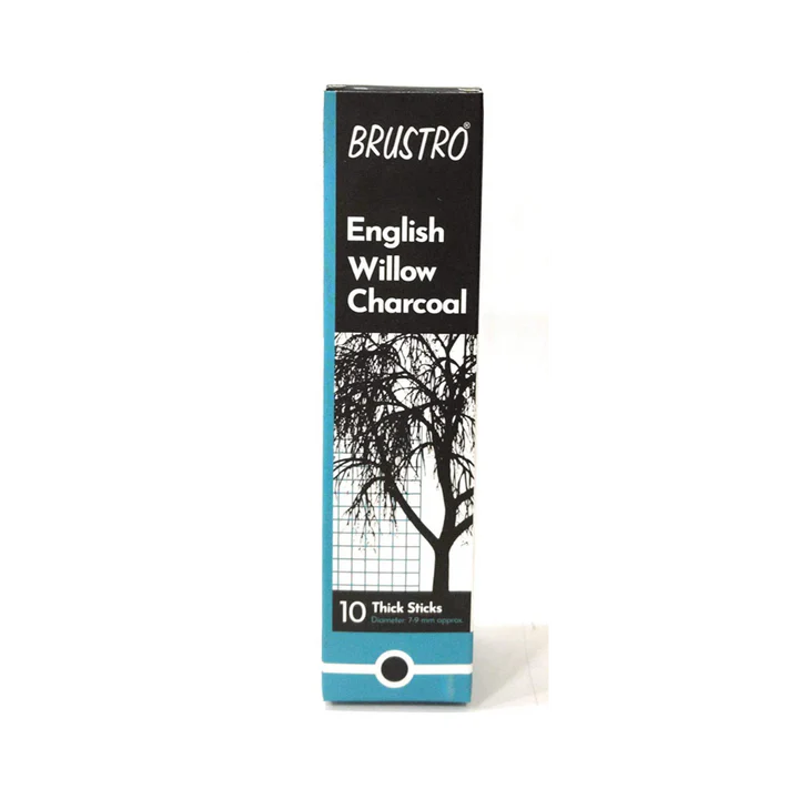 Brustro English Willow Charcoal Thick Sticks Set 10 for Drawing Sketching and Shading - Retail Maharaj