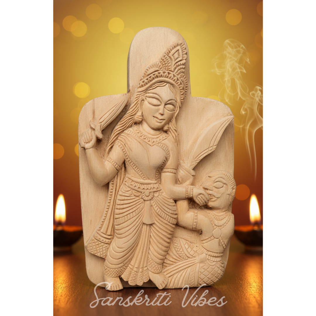 Maa Baglamukhi Kadam Wood Idol – Handcrafted Wooden Statue for Home Temple, Pooja, and Spiritual Décor - Retail Maharaj
