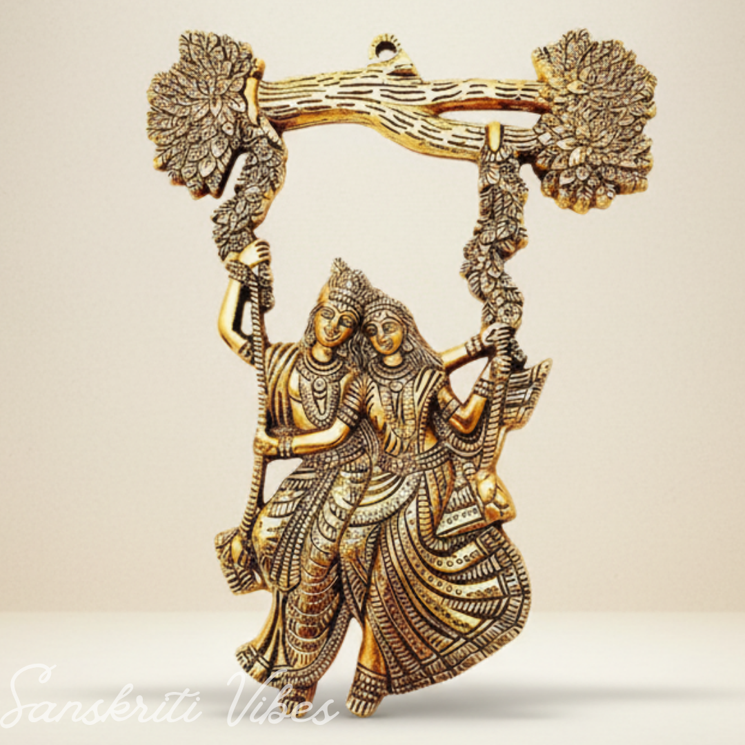 Glossy Metal Radha Krishna Statue | Premium Decorative Idol for Home Temple, Pooja Room & Gifting - Retail Maharaj