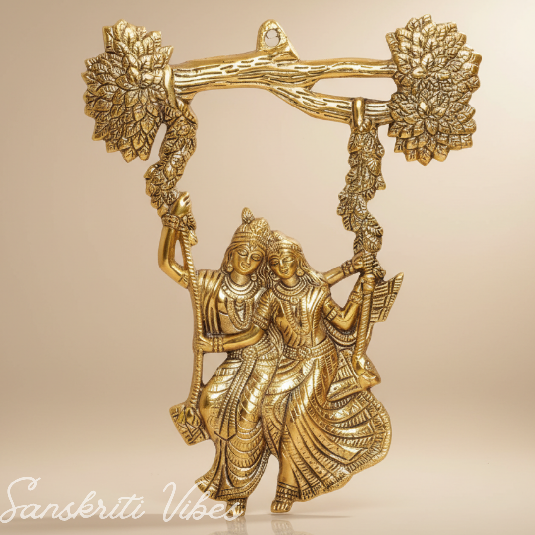 Glossy Metal Radha Krishna Statue | Premium Decorative Idol for Home Temple, Pooja Room & Gifting - Retail Maharaj