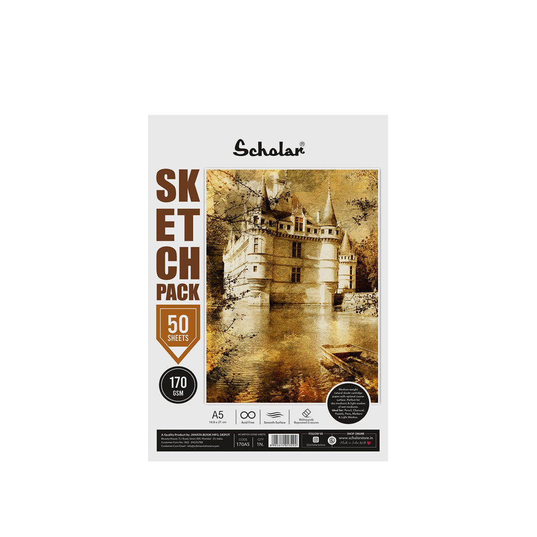 Scholar Sketch Pack Loose Drawing Paper Sheets 170 GSM - Retail Maharaj