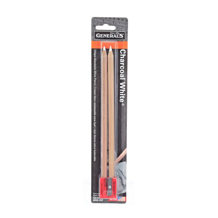 General Pencil White Charcoal Pencil Set 2B for Highlighting Sketching and Shading - Retail Maharaj