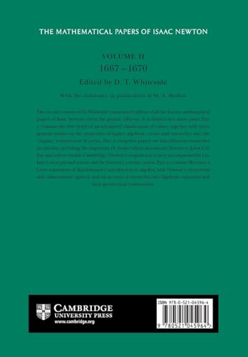 The Mathematical Papers of Isaac Newton: Volume 2, 1667-1670 (The Mathematical Papers of Sir Isaac Newton) - Retail Maharaj