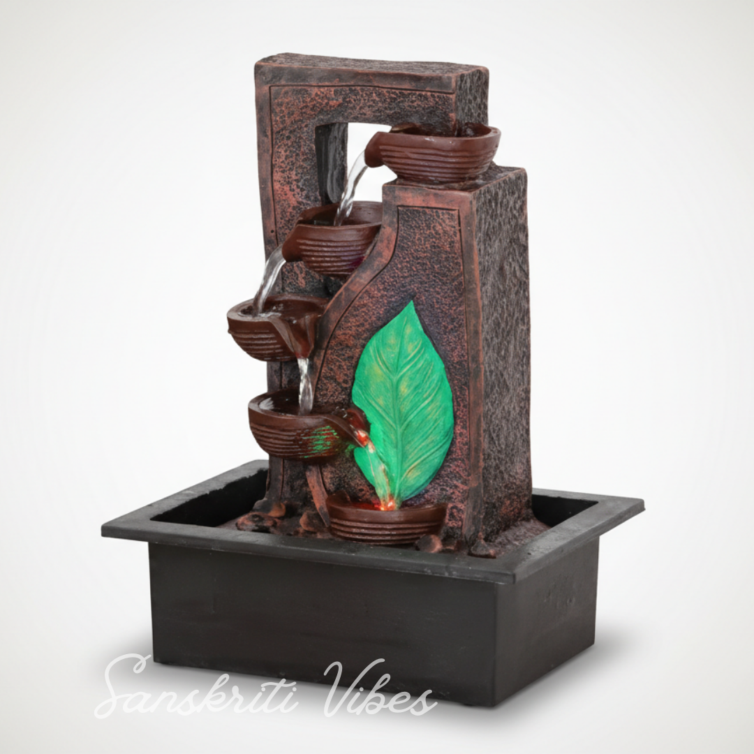 Decorative Waterfall Design Table Top Colour Changing Lights Fountain Polyresin Showpiece for Home and Office Décor (40 cm) - Retail Maharaj