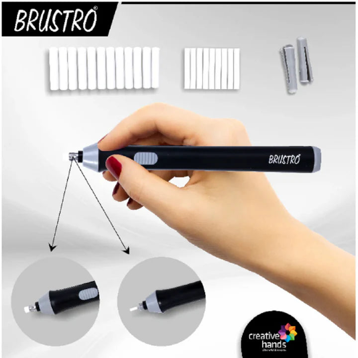 Brustro Slim Battery Operated Automatic Eraser – Precision Erasing with 22 Refills & 2 Eraser Holders - Retail Maharaj