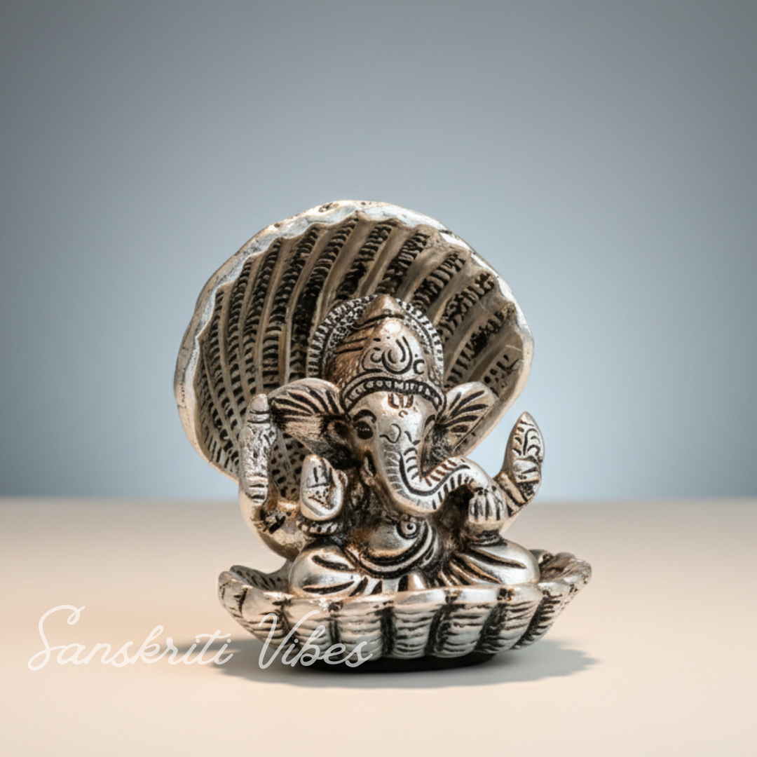 Silver Plated Ganesha Ji In Sheep For Pooja Room Showpiece For Room - Retail Maharaj