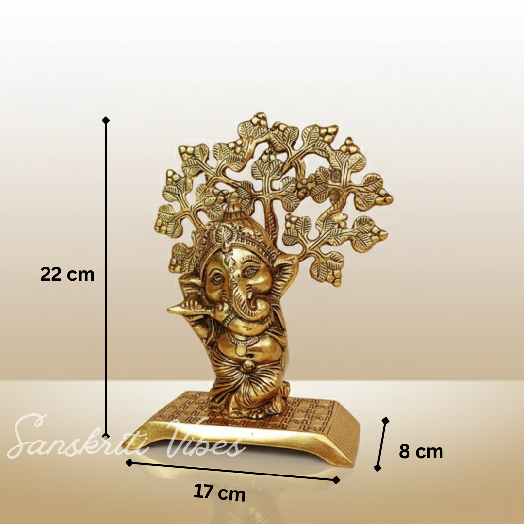 Ganesha Standing Playing Flute Metal Statue - Retail Maharaj
