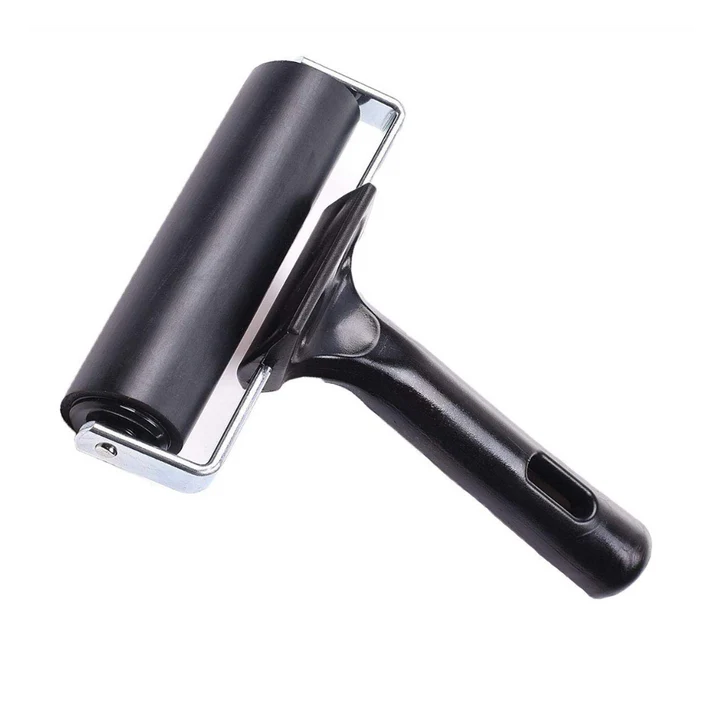 Stationerie 4 Inch Rubber Roller Brayer for Ink, Paint, Block Stamping, and Printmaking with Black Handle - Retail Maharaj