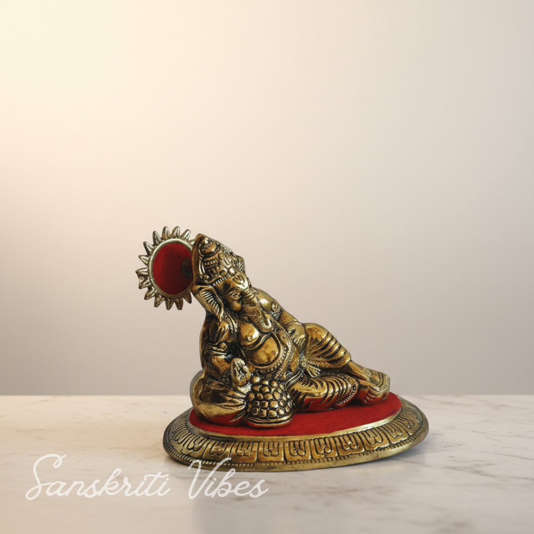 White Metal Gold Plated Masand Ganesh Showpiece Idol For Home And Gift - Retail Maharaj