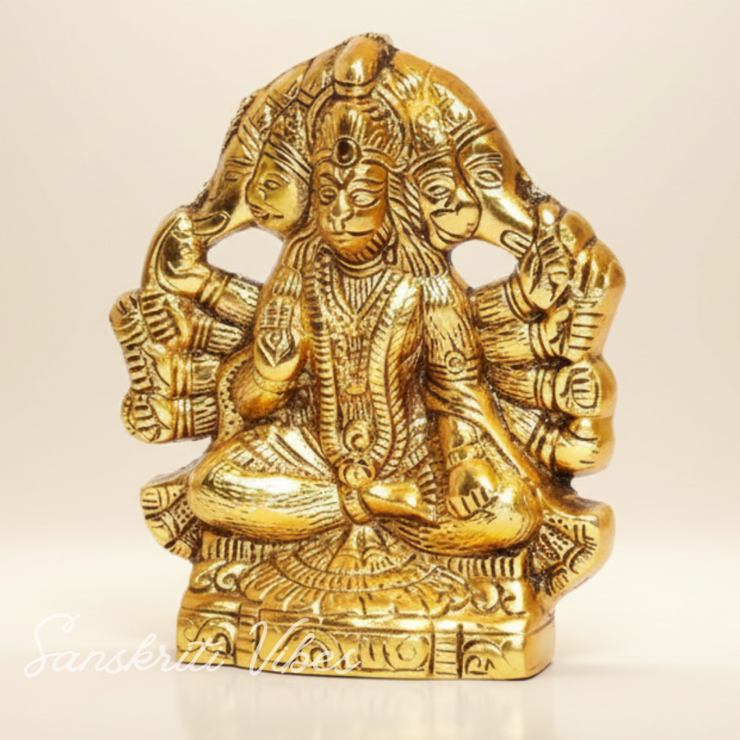 Metal Panchmukhi Hanuman Ji Murti / Panchmukhi Bajrangbali - 13 Cm (Aluminium) - Retail Maharaj