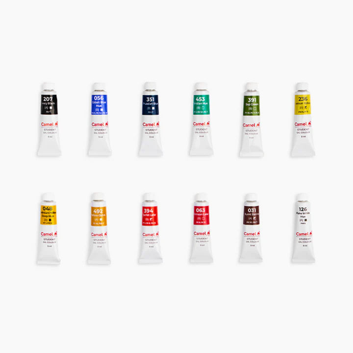 Camel Student Oil Colours Assorted Pack of 12 Shades in 9ml Tubes - Retail Maharaj