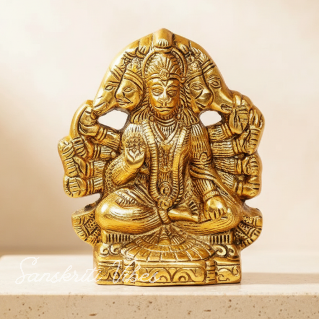 Metal Panchmukhi Hanuman Ji Murti / Panchmukhi Bajrangbali - 13 Cm (Aluminium) - Retail Maharaj