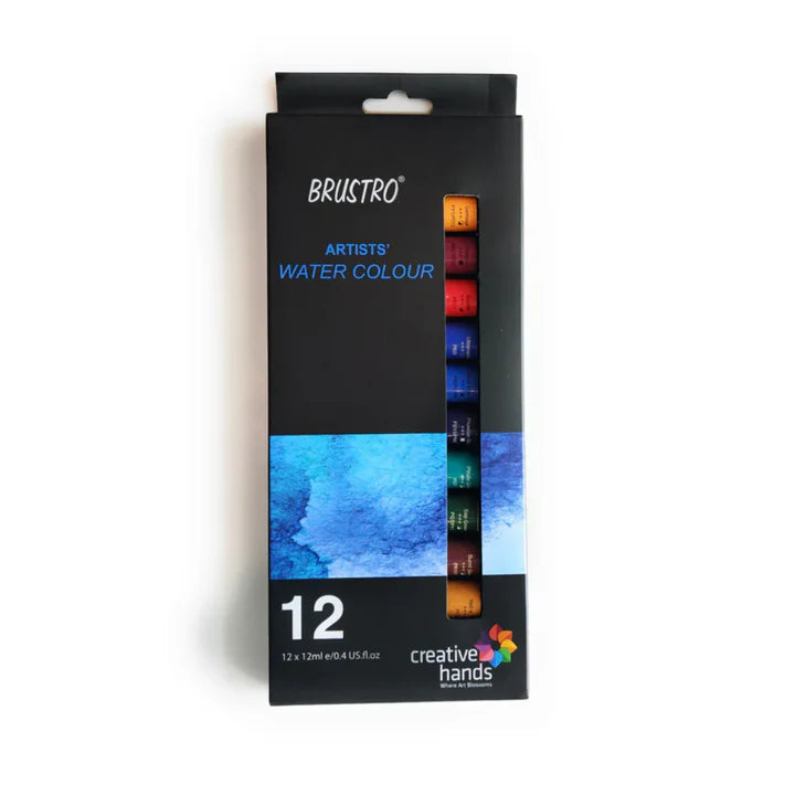 Brustro Artists Watercolour Paint Set 12 Colours 12ml Tubes - Retail Maharaj