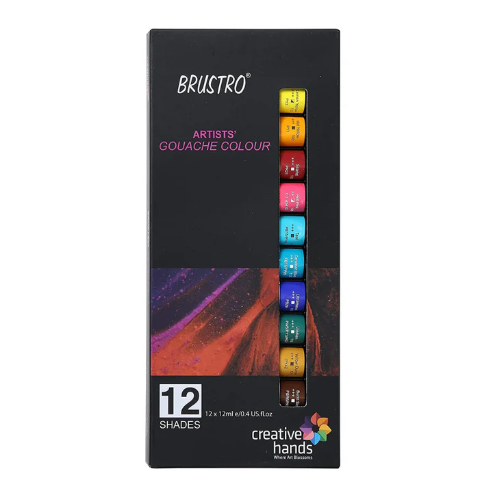 Brustro Artists Gouache Colour Paint Set 12 Colours 12ml Tubes - Retail Maharaj
