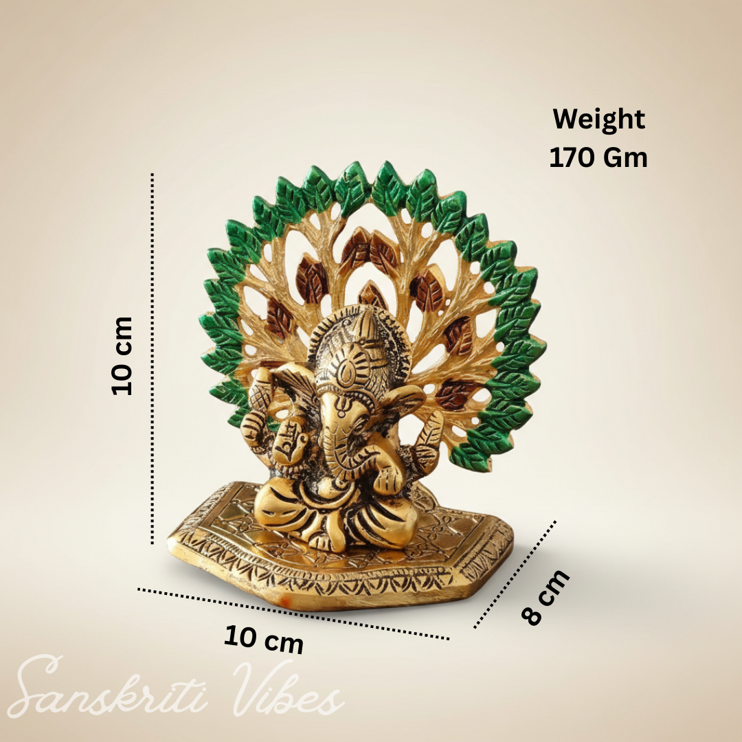 Metal Home Decorative Kalpavriksha Tree with Ganesh Ji Idols Gold Plated - Retail Maharaj