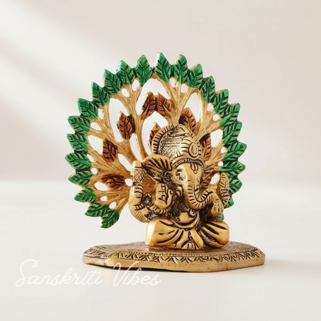 Metal Home Decorative Kalpavriksha Tree with Ganesh Ji Idols Gold Plated - Retail Maharaj