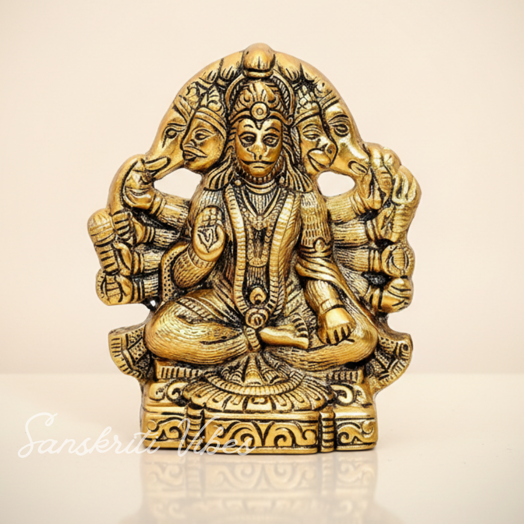 Metal Panchmukhi Hanuman Ji Murti Bajrangbali Idol Door Entrance Statue for Home Decor Gifting Protection from Evil Eye - Sanskriti Vibes - Retail Maharaj