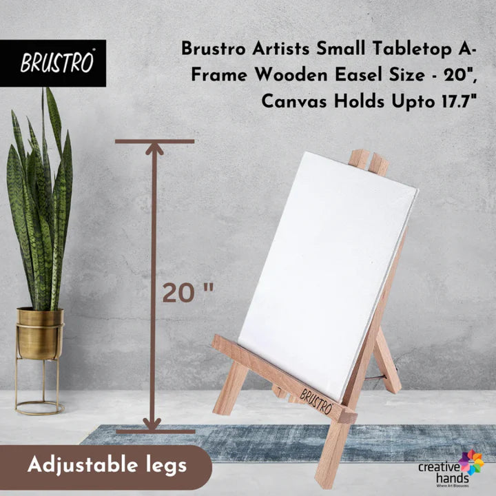 Brustro 20" A-Frame Wooden Tabletop Easel – Lightweight Beechwood, Foldable, Adjustable Legs - Retail Maharaj