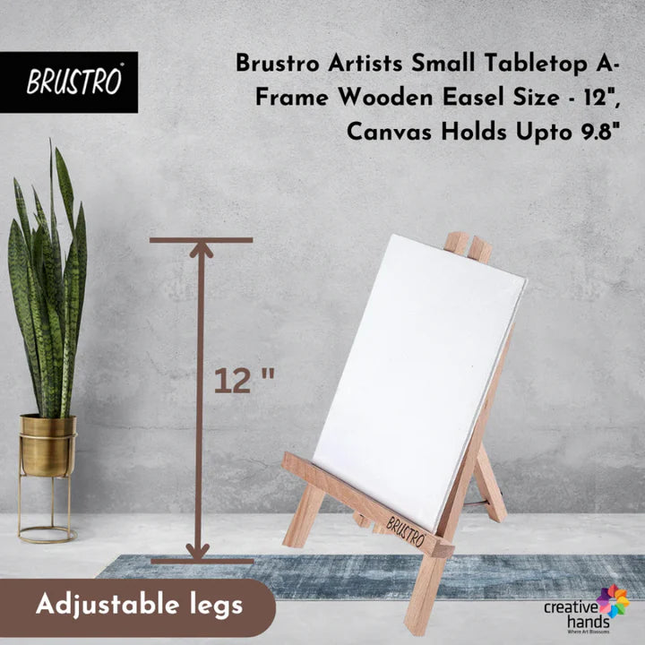 Brustro 12" A-Frame Wooden Tabletop Easel – Lightweight Beechwood, Foldable, Adjustable Legs - Retail Maharaj