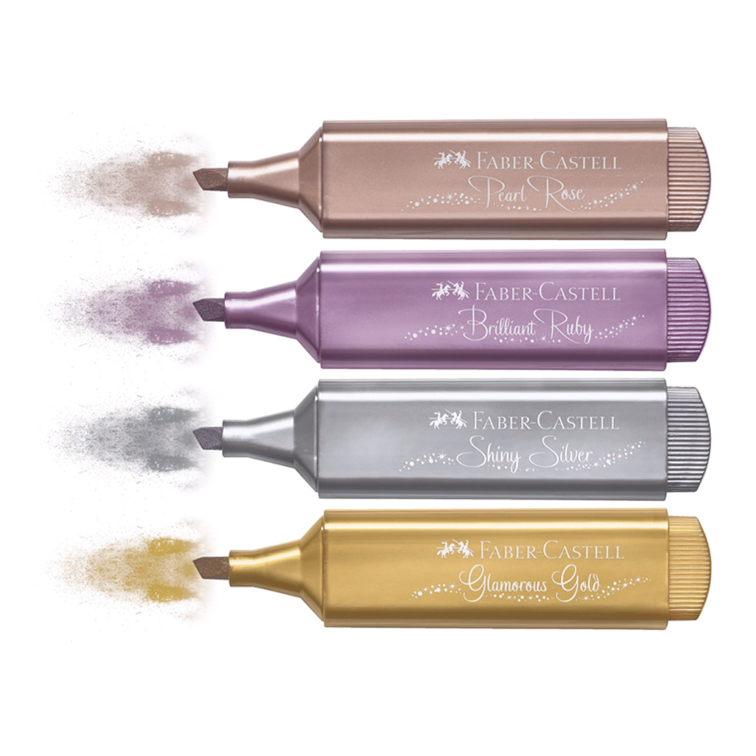 Faber Castell Metallic Glitter Highlighter Pens Set of 4 - Retail Maharaj