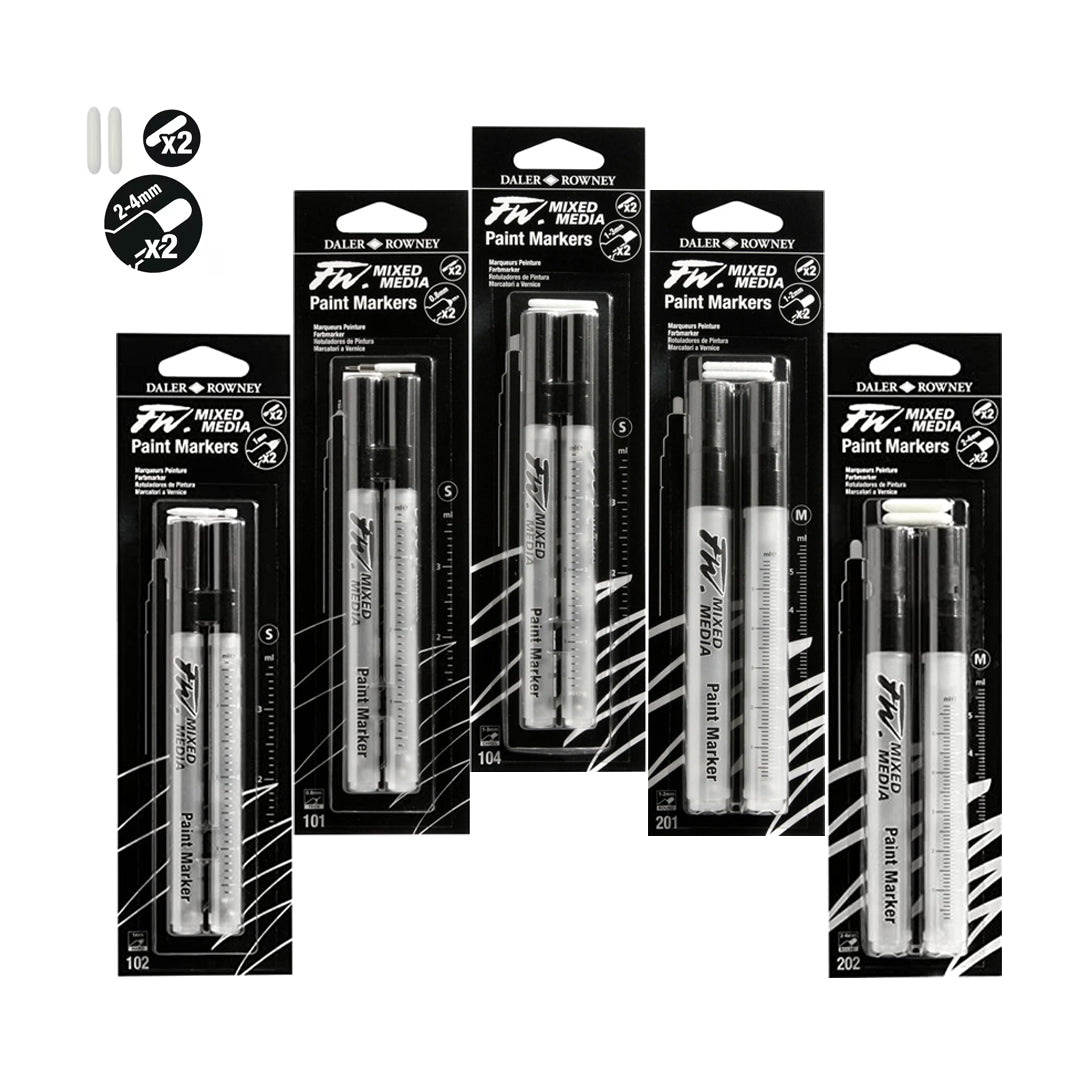 Daler Rowney FW Refillable Empty Paint Markers for Mixed Media - Retail Maharaj