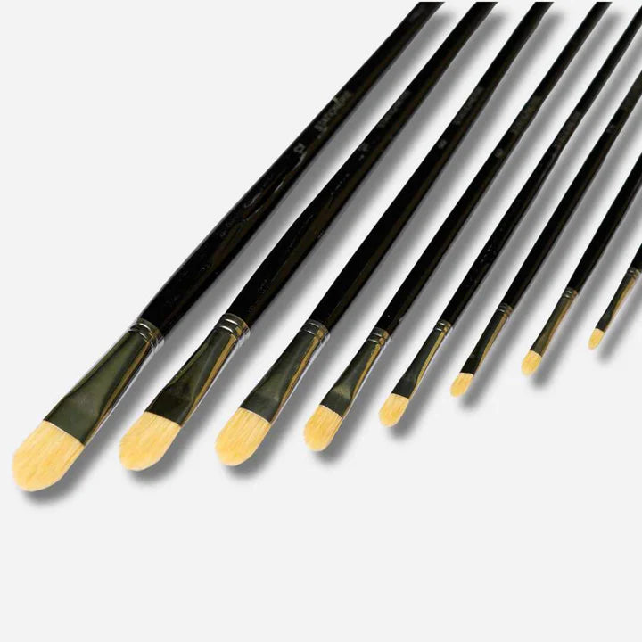 Retail Maharaj Filbert Chungking Hog Brush Set Of 8, Long Handle 11'' - Retail Maharaj