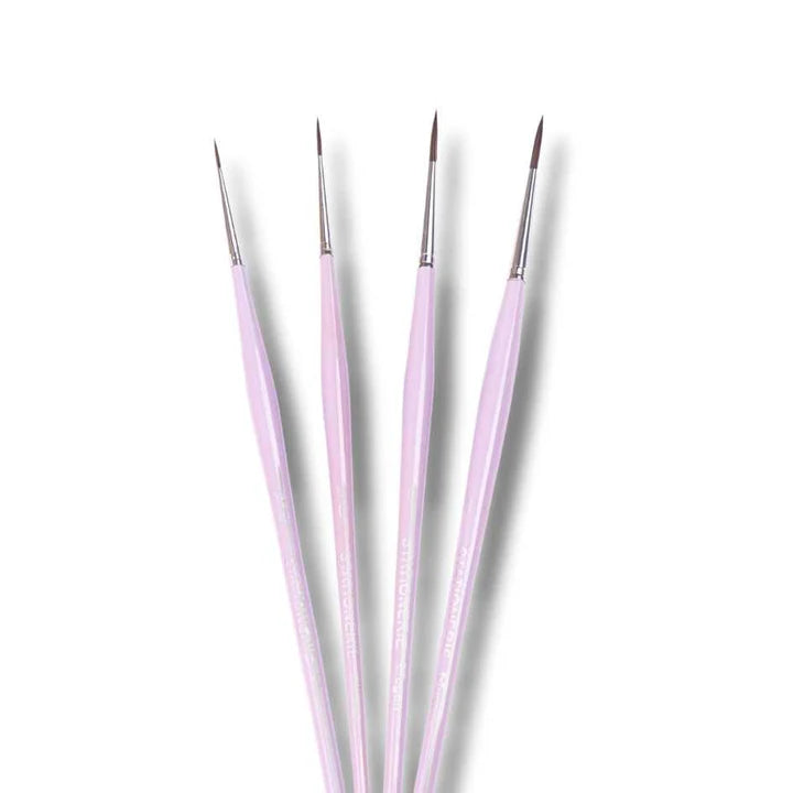Retail Maharaj Short Liner Brush Set of 4 Lilac Mist Edition, Kolinsky Synthetic - Retail Maharaj
