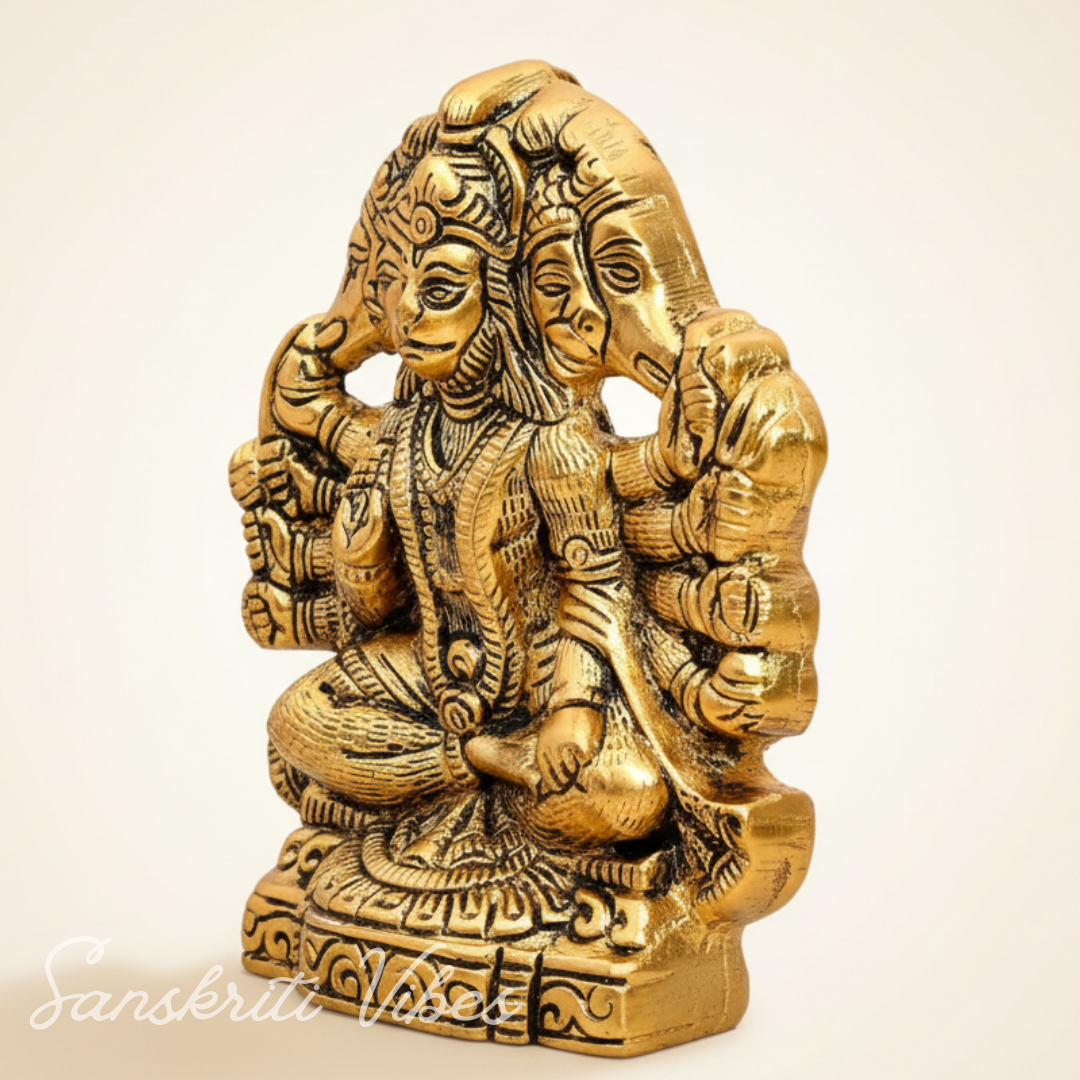 Metal Panchmukhi Hanuman Ji Murti Bajrangbali Idol Door Entrance Statue for Home Decor Gifting Protection from Evil Eye - Sanskriti Vibes - Retail Maharaj