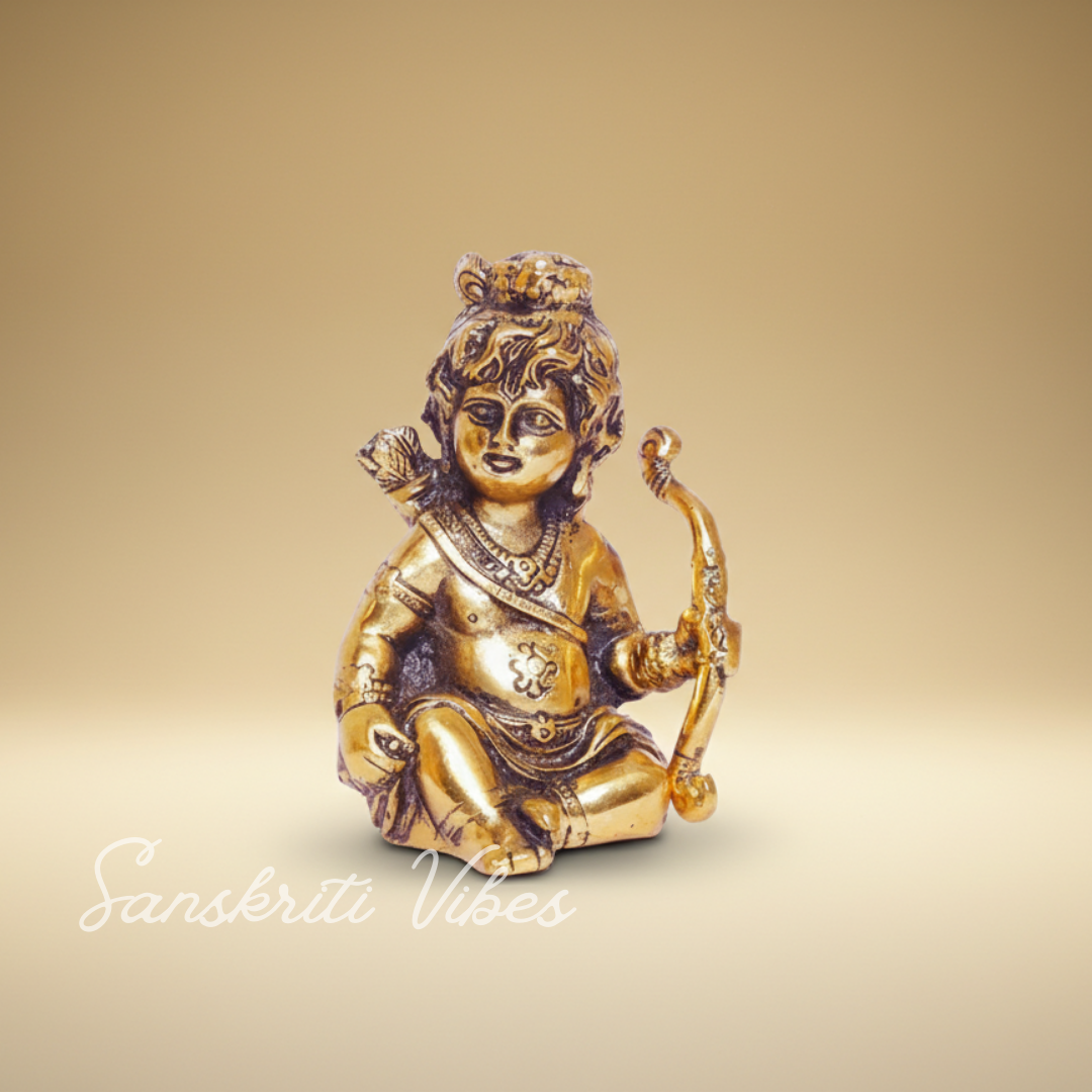 Prince White Metal Ram Ji With Dhanush Gold Plated Decorative Showpiece - 15 Cm (Aluminium) - Retail Maharaj
