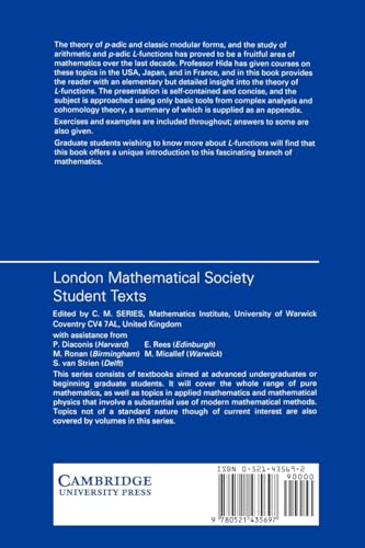 Elementary Theory of L-functions and Eisenstein Series: 26 (London Mathematical Society Student Texts) - Retail Maharaj