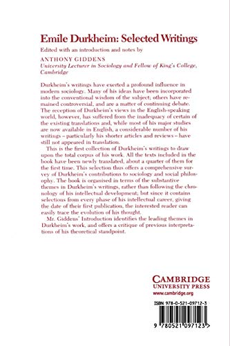 Emile Durkheim: Selected Writings - Retail Maharaj