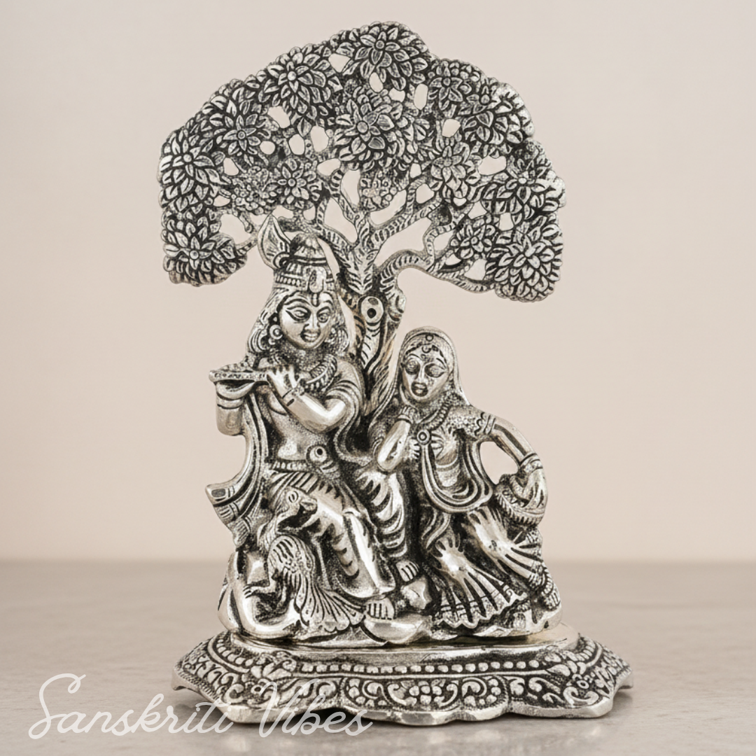 Radha Krishna Aluminium Idol – Glossy Finish Handcrafted Statue for Home Décor & Wedding Gift - Retail Maharaj
