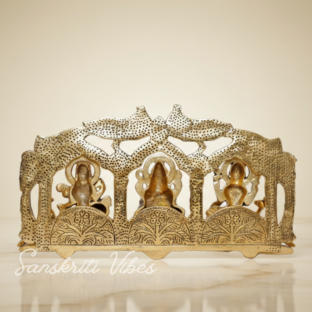 Laxmi Ganesha Saraswati Metal Statue/Murti For Diwali Pooja & Home Decor - Retail Maharaj