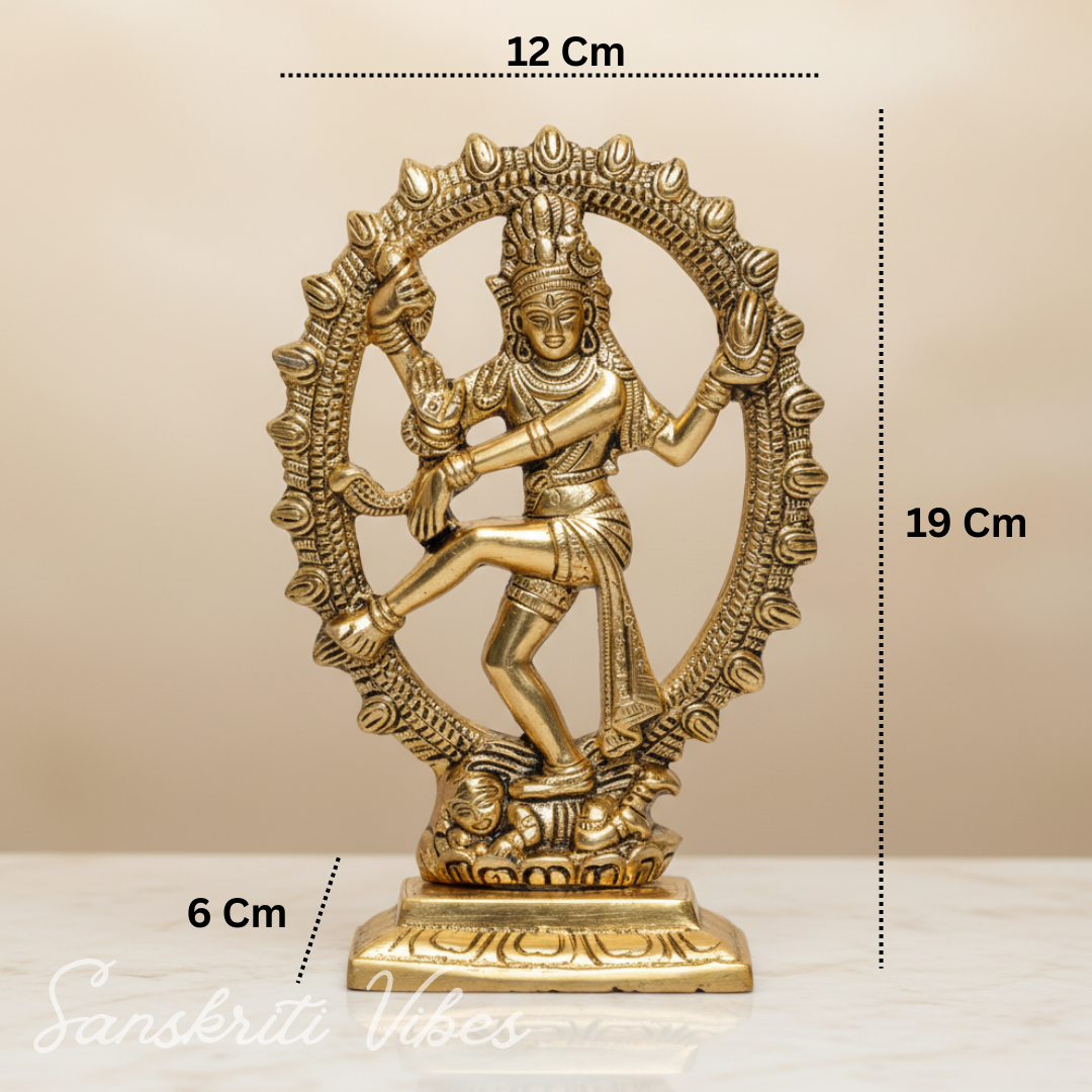 Metal Shiva Nataraj Idol Gold Plated Dancing Shiva Statue for Home Decor Mandir Puja Meditation Vastu Showpiece 19 cm - Retail Maharaj