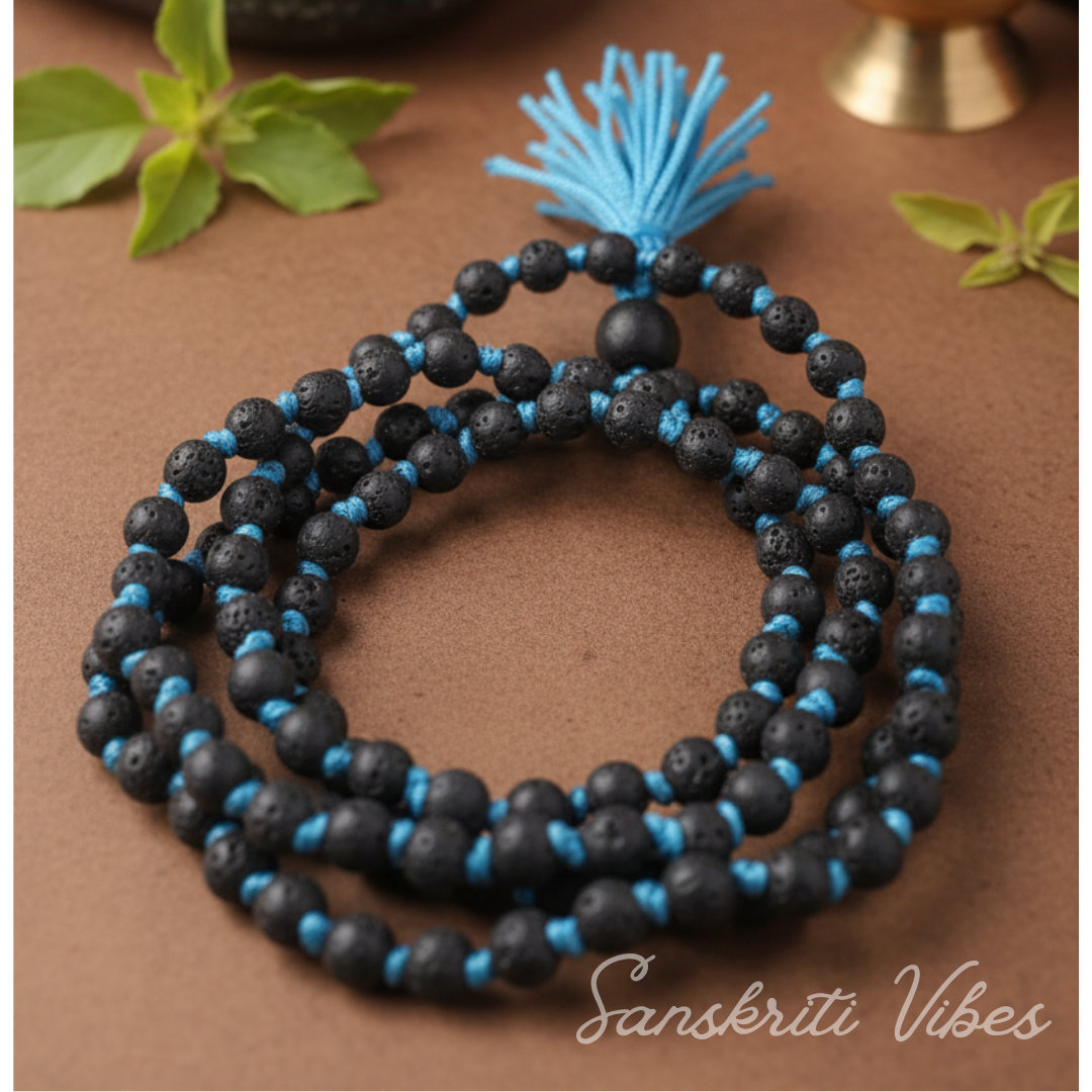 Krishna Sphatik Mala Krishna Shaligram Mala 108+1 Beads Spiritual Healing Mala for Meditation Puja and Daily Wear