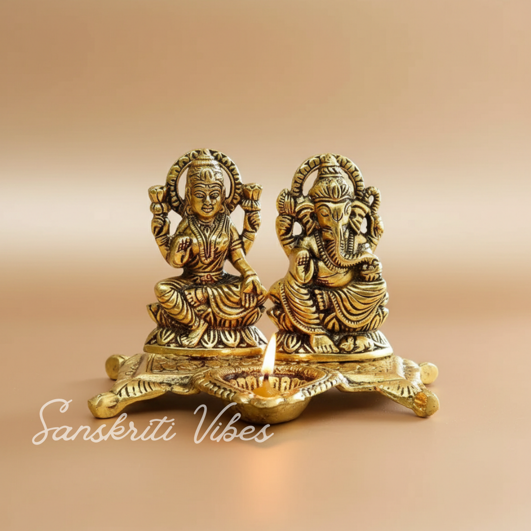 Metal Laxmi Ganesha Statue Unique And One Of A Kind Rare Handcrafted Idol For Pooja Room Decor Your Home - Retail Maharaj