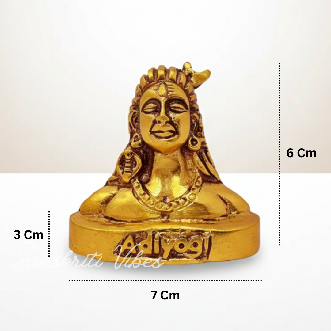 Adiyogi Shiva Metal Statue for Car Dashboard Desk Mandir Meditation Spiritual Home Decor Showpiece Handcrafted - Retail Maharaj