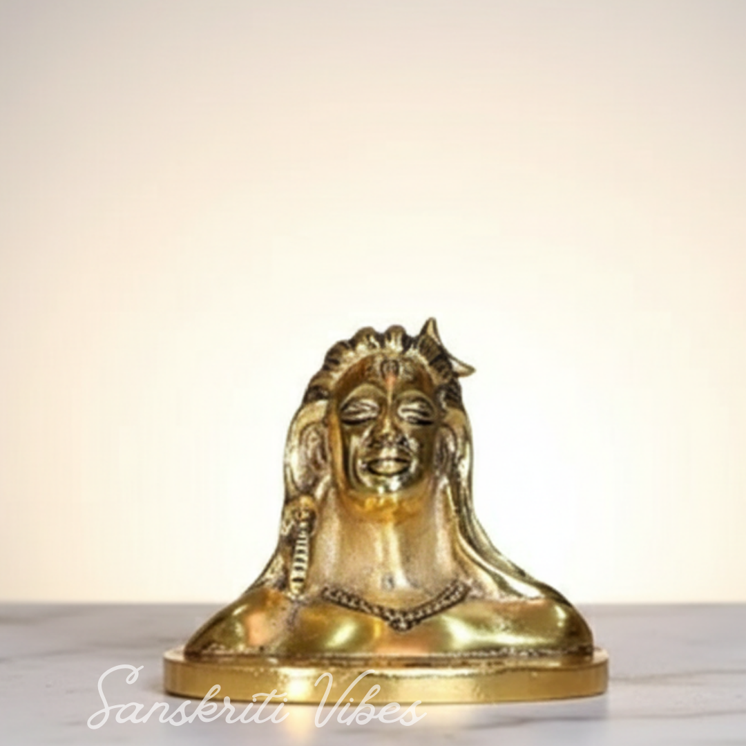 Adiyogi Shiva Metal Statue Murti for Car Dashboard Desk Mandir Meditation Spiritual Home Decor Showpiece - Retail Maharaj
