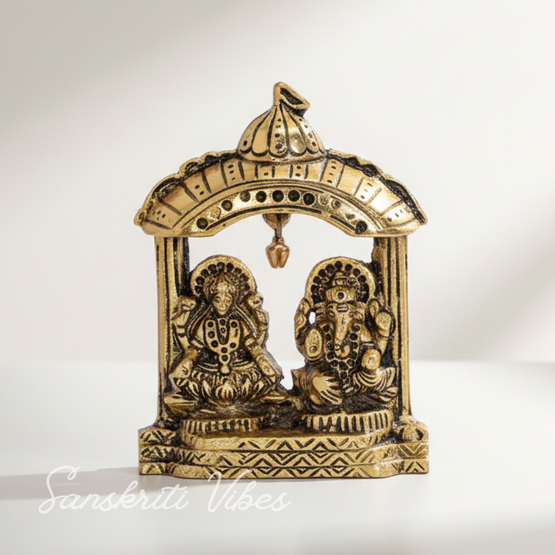 Metal Laxmi Ganesh Idol Decorative Murti Temple Frame Metal Statue for Pooja & Decor Your Home, Office, Decorative Showpiece Figurines - Retail Maharaj