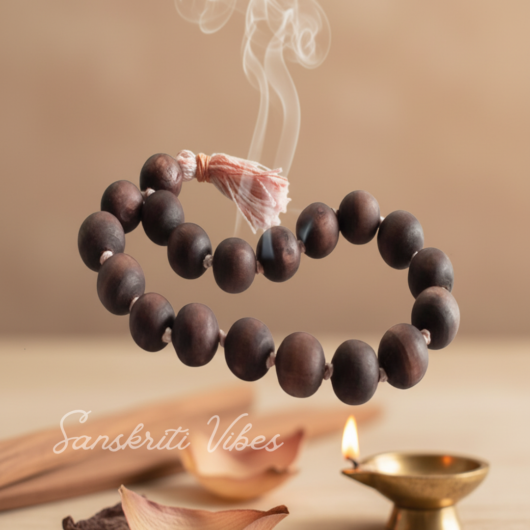18+1 Guru Beads Tulsi Berkha for Chant – Premium | Sacred Tulsi Prayer Mala for Meditation & Mantra Chanting - Retail Maharaj