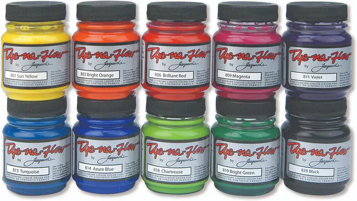 Jacquard Dye-Na-Flow Fluid Fabric Paint Set 10 Colours 66.54ml Each - Retail Maharaj